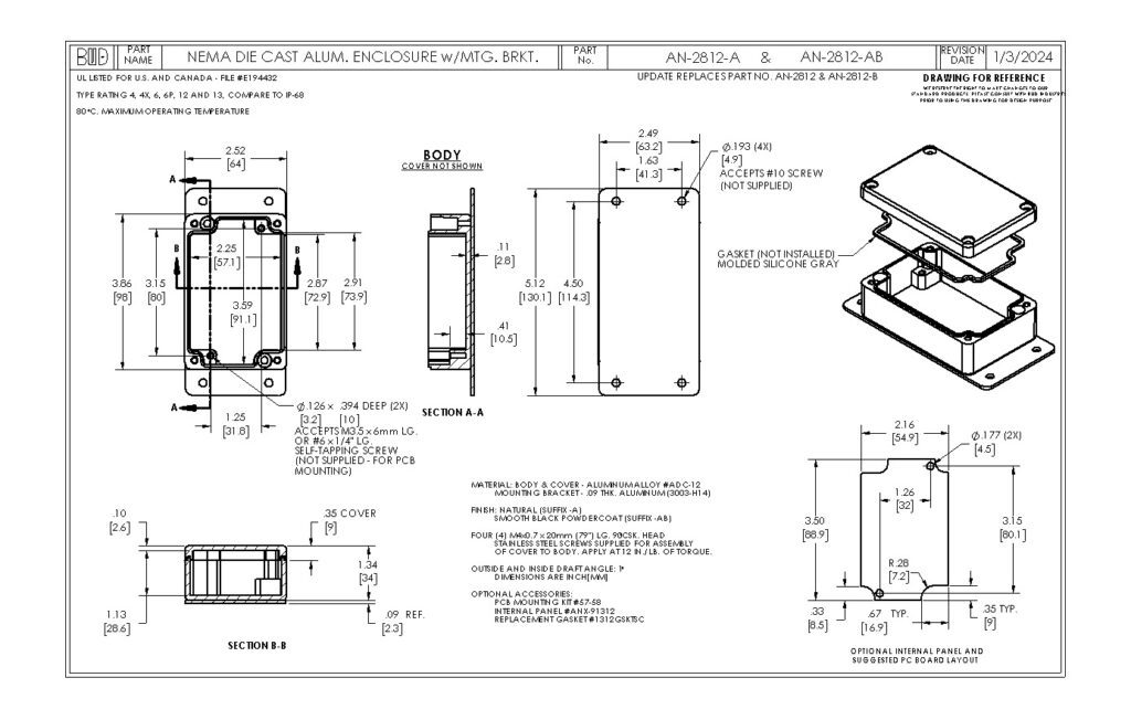 AN-2812-AB Dimensions