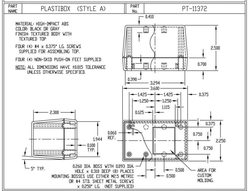 Plastibox Style A Black PT-11372-B - Bud Industries