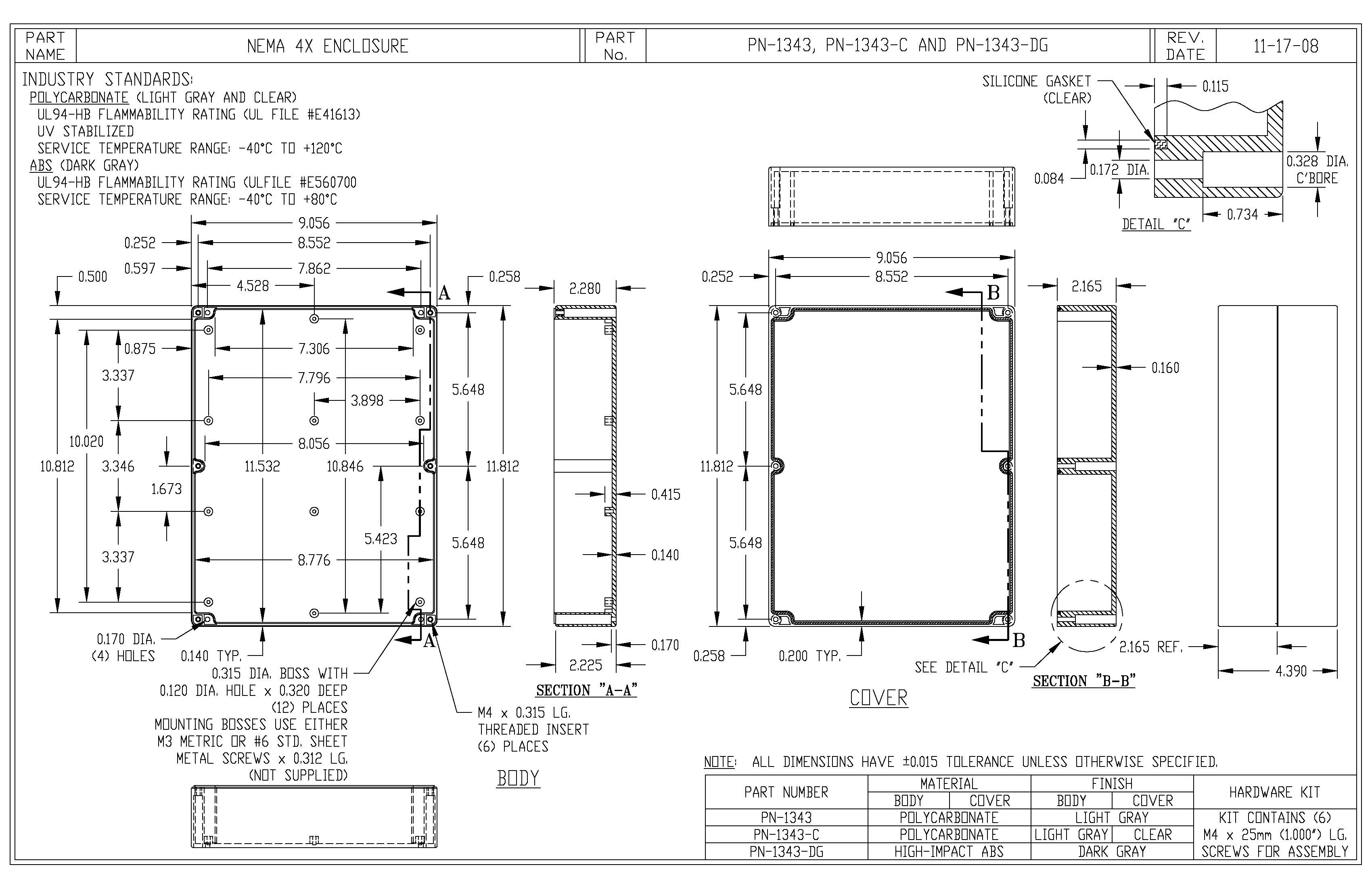 IP65 NEMA 4X Box PN-1343 - Bud Industries