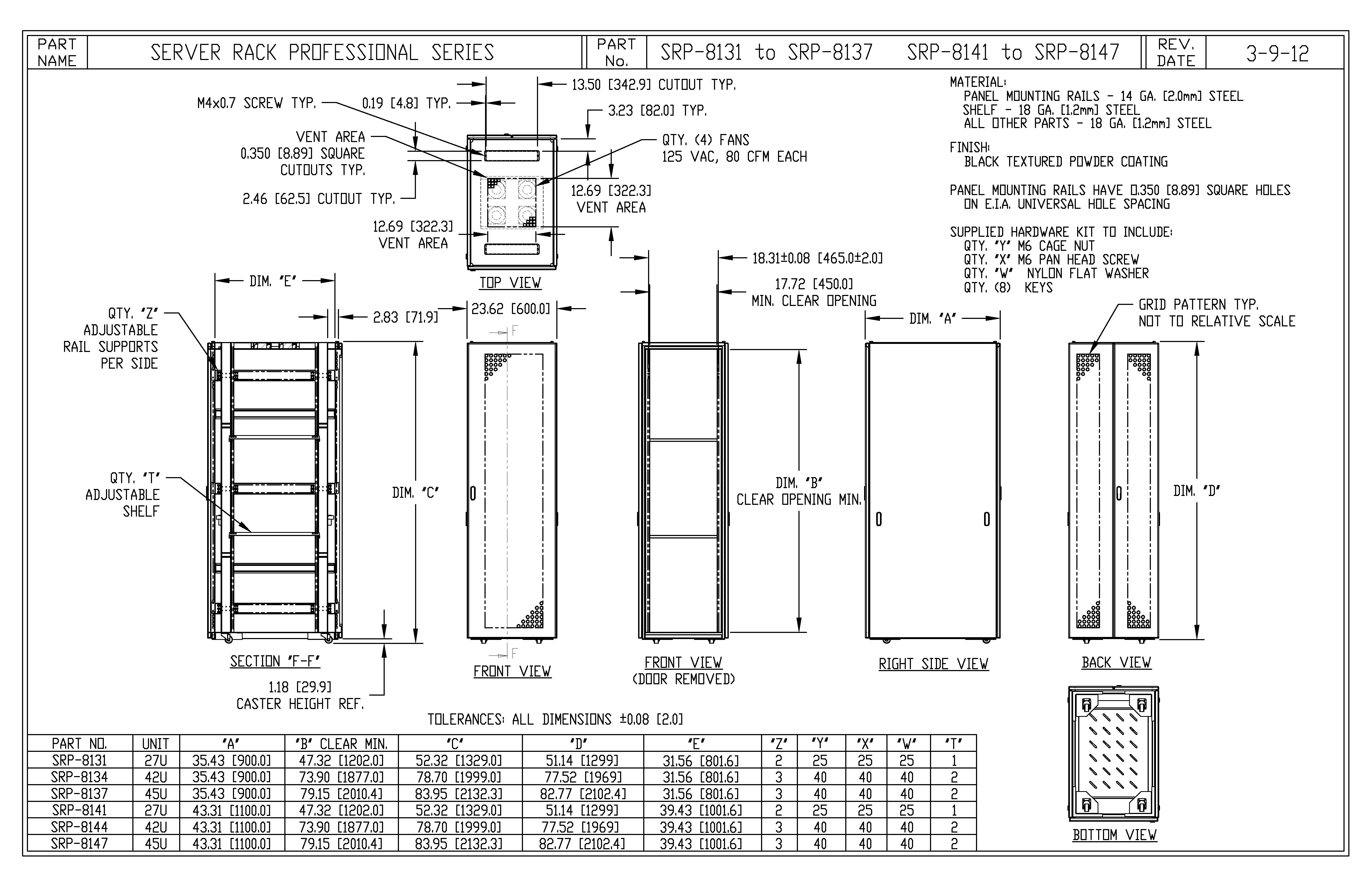 19 rack cabinet dimensions